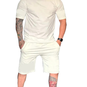 Conjunto de Dos Piezas de Camiseta y Pantalones Cortos de Algodón Casual de Alta Calidad para Hombre, con Diseño Bordado e Impresión de Logotipo Personalizado - Product Image 5