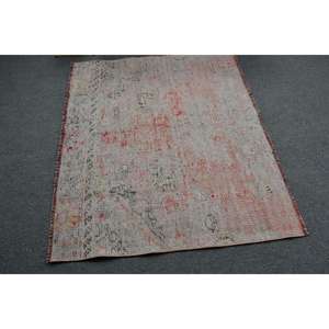 Tapis turc vintage, tapis de 4,6 x 3,8 pieds, tapis à accents floraux rouges - Product Image 3