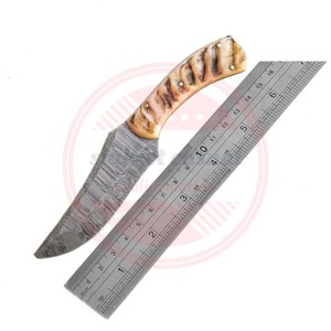 Couteau de chasse lame en acier Damas et couteau à manche en bois avec logo personnalisé | couteau en gros avec étui en cuir - Product Image 2