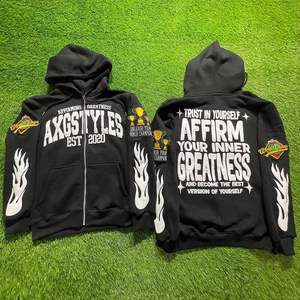 Personnalisable 100% coton hiver pleine fermeture éclair à capuche de haute qualité avec plaine pour bouffée impression Logo solide quantité minimale de commande bas pour votre marque - Product Image 1