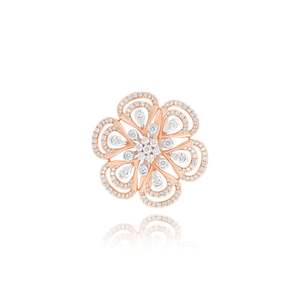 Bague de luxe unisexe en or rose plaqué avec diamant VVS serti en bélière, forme couronne, certifiée IGI - Product Image 2