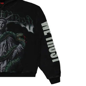 Invierno grueso personalizado DTF DTG Rhinestone Sudadera con capucha para hombres ropa de calle de gran tamaño pulóver moda sudadera al por mayor - Product Image 4