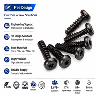 Vis à tête Torx de revêtement noir, 10 pièces, tailles variées