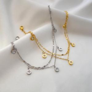 New Fashionable Double-Layer Titanium Steel Minimalist <b>Anklets</b> for Women in <b>Gold</b>/Silver with Crystal & Rhinestone - Product Image 4