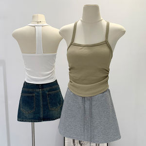 เสื้อกล้ามสายเดี่ยวผ้าคอตตอนแขนกุดสำหรับผู้หญิงเสื้อลำลองแบบหวานระบายอากาศฤดูร้อน - Product Image 6