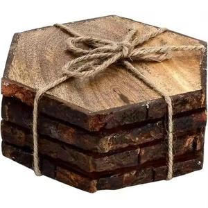 Nouveau sous-verre en bois et résine de fabrication indienne fabricant de sous-verre en bois incrusté de résine à la main de conception antique - Product Image 5