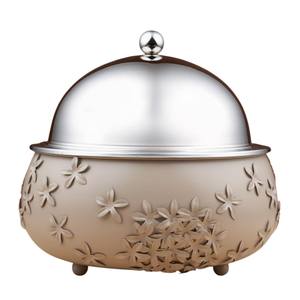 Plat de service buffet en or antique avec des poignées et des pieds floraux noirs uniques pour les événements de restauration à prix raisonnable - Product Image 2