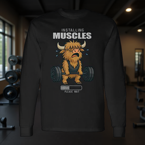 Camiseta de Manga Larga con Diseño de Vaca Highland para Gimnasio y Fitness, Ropa Deportiva Promocional para Levantamiento de Pesas - Product Image 3