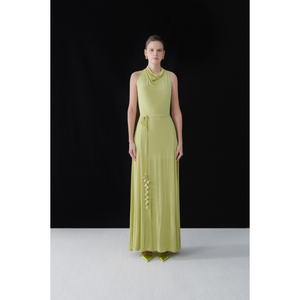 Vestido Largo Sexy de Diseño de Lujo ALIDA KINT para Mujer con Cinturón Floral, Tejido Elástico Brillante, Marca de Moda WHITE ANT - Product Image 1