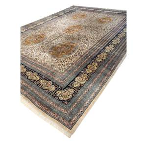 Tapis en laine noué à la main Aalam Blue Pae-5660, motif floral, rectangulaire 9x12, tapis de salon pour adolescents, décorations de couloir - Product Image 2