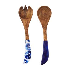 Eco Friendly Wooden With Metal Handle & Acacia Wood Salad <b>Serving</b> <b>Spoon</b> Set Fruit Dessert Mixing Tools and Fork for Party - Product Image 3