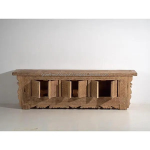 Nueva sala de estar, muebles naturales antiguos, mueble de TV tallado antiguo de madera recuperada rústica Vintage - Product Image 2