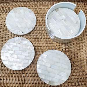 Designer Mother of Pearl Coaster Bohemian Style Handmade & Eco-Friendly Smooth Finish for Protecting Wooden <b>Glass</b> Marble <b>Tables</b> - Product Image 4