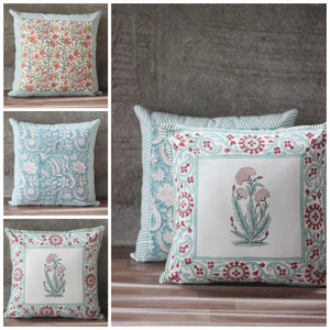 Funda de cojín decorativa hecha a mano con estampado Floral indio, 40x40, para almohada - Product Image 3