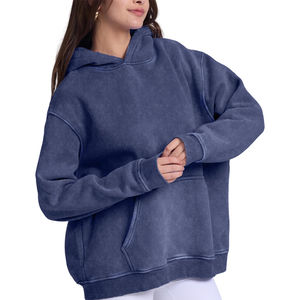 Sudaderas con Capucha de Forro Polar Lavado al Ácido Hechas a Medida para Mujer, con Logotipo Frontal, Calidad Premium, Colores y Tallas Personalizables, Venta al Por Mayor - Product Image 1