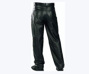 Pantalon empilé en similicuir PU pour homme avec logo imprimé personnalisé, style streetwear, coupe droite, taille mi-haute, noir, automne-hiver - Product Image 5