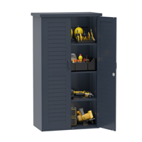 Meubles d'extérieur, armoire de rangement pour patio et jardin, armoire de rangement résistante à la rouille et imperméable avec porte à persiennes
