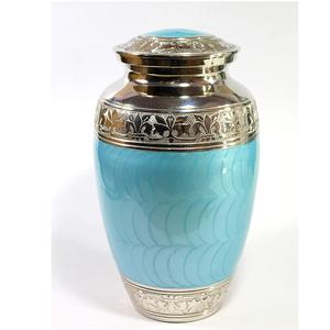 Urna de recuerdo de cremación funeraria de latón humano elegante para persona adulta con mopa de madreperla - Product Image 6