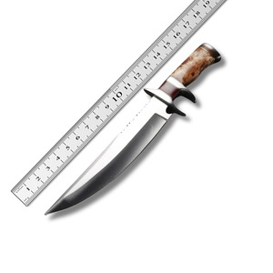 Couteau Bowie en acier au carbone avec manche en bois classique personnalisé de haute qualité survie en plein air et camping de combat avec support OEM - Product Image 6