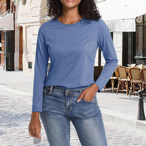 Camiseta de mujer con logotipo personalizado para mujer, camiseta transpirable de lujo, camiseta de manga larga de Color personalizado para mujer - Product Image 5