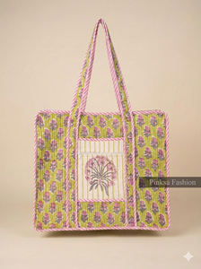 Bolsa de Mano Grande Hecha a Mano con Diseño Acolchado, Estampado de Bloques, Bolsillo con Cremallera, Estilo Femenino, Temporada Primavera Verano, Playa, Mercado - Product Image 2