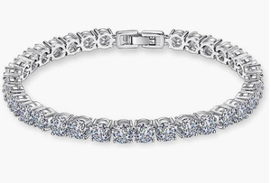 13TCW corte redondo Moissanite diamante pulsera, pulsera de tenis de plata esterlina 925 para las mujeres - Product Image 2