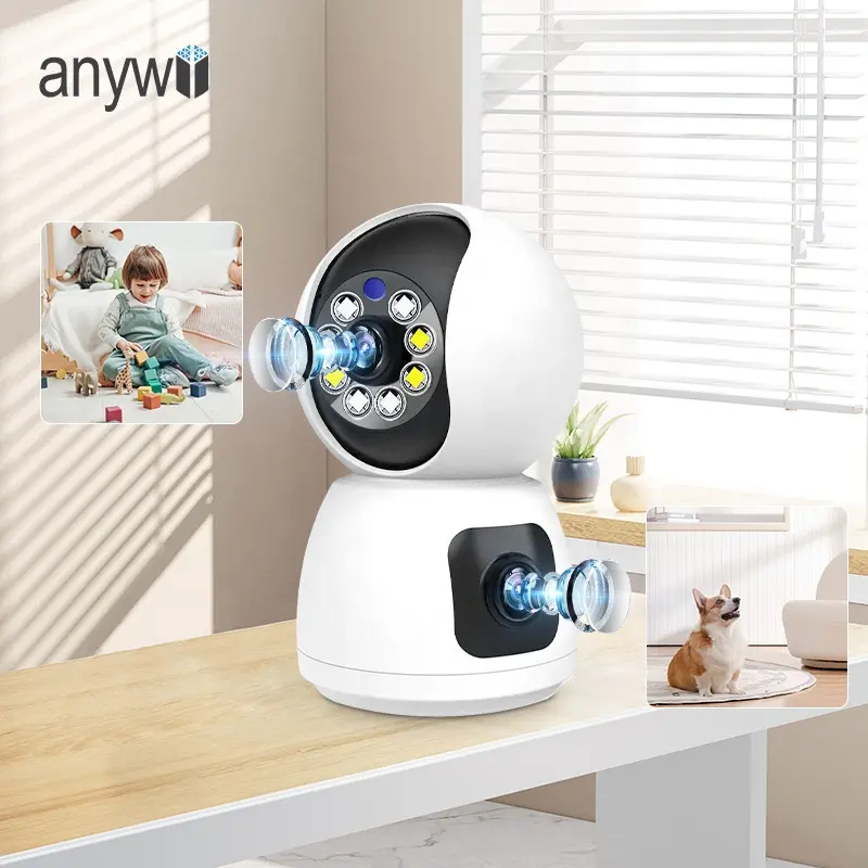 Anywii P100A Security Camera 1080p Dual Lens Indoor Camera 2.4Ghz Wifi Camera Wired For Home Baby AI Human Detection Monitor