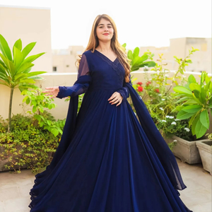 ชุดเดรสยาวแบบอนาร์กาลีผ้าชีฟองสำหรับผู้หญิง งานปาร์ตี้ สไตล์ปากีสถาน อินเดีย  แบบดั้งเดิม - Product Image 1