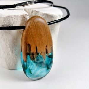 Lovely New Arrival Resin <b>Wood</b> Necklaces Fashion Jewelry, Boho <b>Wood</b> Resin Necklace, Necklace Pendant <b>Wood</b> Jewelry - Product Image 5