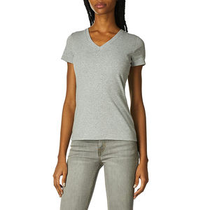 Camiseta de algodón de color sólido para mujer, camiseta de manga corta de color sólido con cuello personalizado, camiseta de talla grande para mujer - Product Image 4