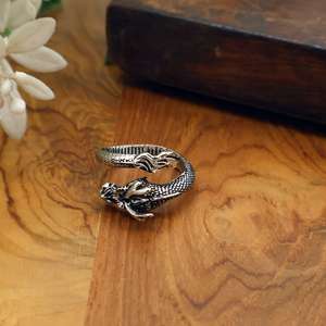 แหวนเงินโบราณรูปหัวมังกรปรับขนาดได้ |   แหวนมังกรแฟนตาซีทองเหลืองสำหรับผู้ชายและผู้หญิง |   เครื่องประดับโกธิคขายส่ง - Product Image 3