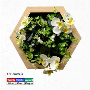 Hexagonal Wooden Artificial <b>Flower</b> <b>Wall</b> Frame 30x30 cm (AFF-Frame-5) - Product Image 1