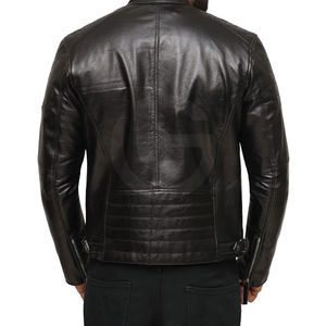 Chaqueta de Cuero Vacuno Negra para Hombre, Nueva Moda, Cortavientos, Informal, Precio Razonable, Servicio OEM - Product Image 3
