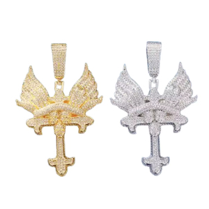 10K Gold Lab Grown Cross Pendant Stylish Hiphop Unisex Jewelry with Sparkle Shiny and Unique - Product Image 4