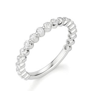 Conjunto de Punta compartida de diamante de corte redondo Semi Eternity Wedding Band para mujer - Product Image 2