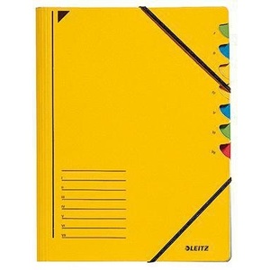 Yellow Recycled Cardboard Filing <b>Folder</b> with 7 Multicolored Compartments-Leitz DIN <b>A4</b> 350g/m - Product Image 1