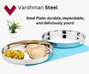 จานกลมทำจากสเตนเลสสตีลสำหรับงานปาร์ตี้ร้านอาหารและบ้านสำหรับของขวัญจานโลหะ - Product Image 2