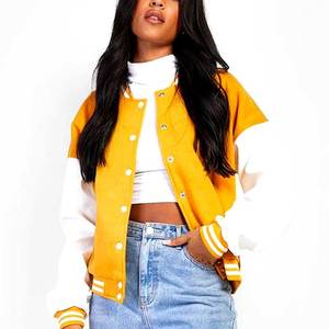 Chaqueta universitaria para mujer, chaqueta OEM ODM con letras de béisbol, bordado personalizado, ropa de calle informal de estilo universitario para ventas al por mayor - Product Image 6