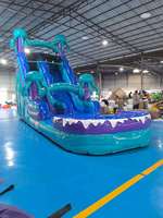 Toboggan aquatique gonflable géant commercial en PVC de 18 OZ pour adultes, avec piscine amovible et souffleur, idéal pour les fêtes d'enfants dans la cour.