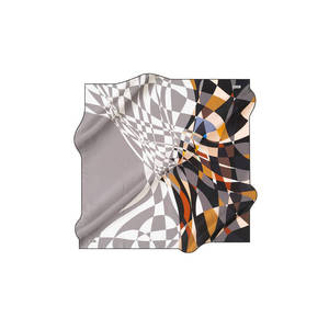 Gray Silk Geometric Pattern Square Scarf - Product Image 1