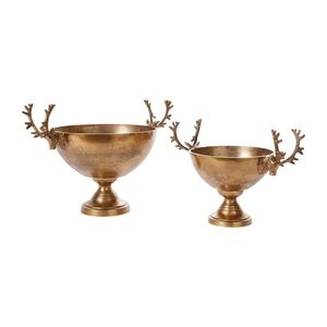 Bol en laiton antique avec poignées latérales en forme de cerf, idéal pour la décoration intérieure, les tables à manger et les mariages - Product Image 5