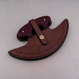 Cuchillo Ulu de Acero de Damasco Hecho a Mano, Mango de Madera para Mano Derecha, Apto para Lavavajillas, para Uso en la Cocina y Preparación de Alimentos - Product Image 4