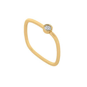 Anillo de Oro de 18K Certificado con Diamante de Corte Princesa, Calidad IJ-SI, 0.07ct, Engaste Invisible, Chapado en Oro Amarillo, Certificado GRS - Product Image 1