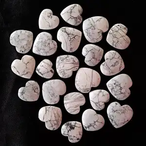 100% naturel Howlite coeur forme Cabochon naturel précieux pierres précieuses en vrac en gros énergie guérison Howlite pierres précieuses en vrac OEM - Product Image 1
