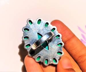 Flower Handmade Ring in 925 Sterling Silver with Natural Larimar Gemstone Personalized Gift Jewelry - Product Image 2