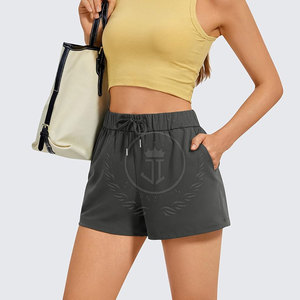 Comfortable Breathable Eco-Friendly Quick Dry Casual Wear High <b>Waist</b> Lightweight Polyester/Cotton Women Shorts - Product Image 3