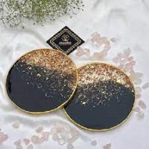 Sous-verre en bois de manguier en résine époxy de haute qualité au design unique, sous-verre à thé en bois fait à la main en provenance d'Inde - Product Image 6