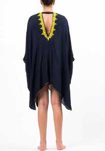 Vestido caftán floral bordado corto para mujer, manga larga, ropa de fiesta de Resort en la playa para bodas en la playa o reuniones nocturnas - Product Image 3