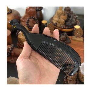 Peigne en corne de boeuf biodégradable personnalisé Dragon sculpté à la main et oiseau royal pour lisseur de cheveux cosmétiques - Product Image 6