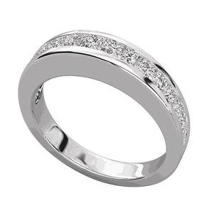 RITZIN Princess Lab Grown Diamond Half Eternity <b>Silver</b> <b>Wedding</b> <b>Band</b> for Her - Product Image 6